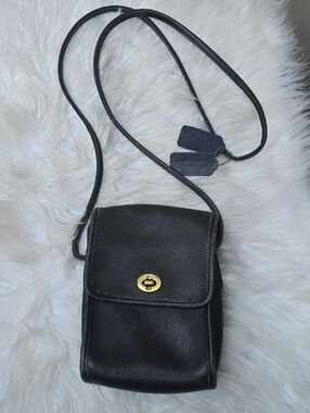 Vintage Coach Mini Station Bag Black Turnlock Crossbody Rehab